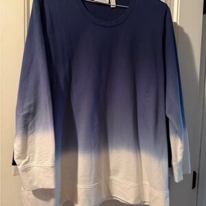 Blue and White Ombre Long Sleeve Top